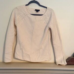 Ann Taylor Elegant Cream Scoop Neck Sweater